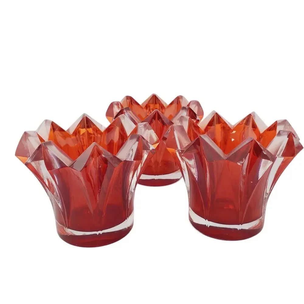 Vintage Bohemia Crystal Candle Holder X3 Made Czech Republic Adult's Red SEE PIC